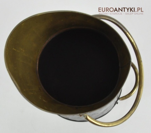 Miedziany śmietnik, kosz pojemnik na śmiecie. Zabytkowy parasolnik. Antyk.