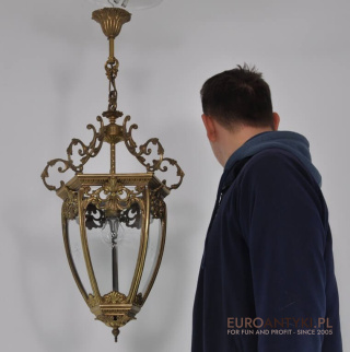 Secesyjna lampa pałacowa z brązu. Antyczna lampa królewska. Antyk Art Nouveau Jugendstil