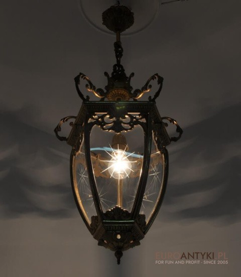 Secesyjna lampa pałacowa z brązu. Antyczna lampa królewska. Antyk Art Nouveau Jugendstil