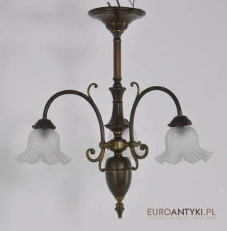 Secesyjna lampa sufitowa. Secesyjny żyrandol z kloszami. Art Nouveau Jugendstil Secesja.