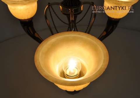 Rzymski żyrandol Cesarski. Rzymska lampa z pochodniami. Marmurowe klosze. AVE CESAR