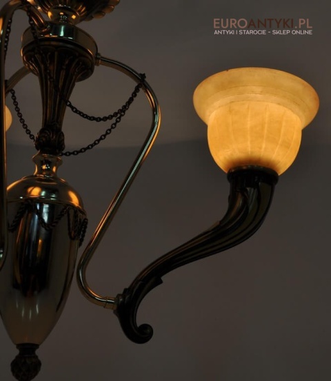 Rzymski żyrandol Cesarski. Rzymska lampa z pochodniami. Marmurowe klosze. AVE CESAR