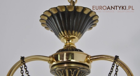 Rzymski żyrandol Cesarski. Rzymska lampa z pochodniami. Marmurowe klosze. AVE CESAR