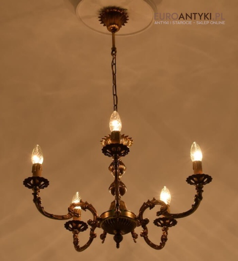 Empire mały żyrandol do ganku holu wiatrołapu. Lampa sufitowa w stylu cesarskim. Francuskie antyki.