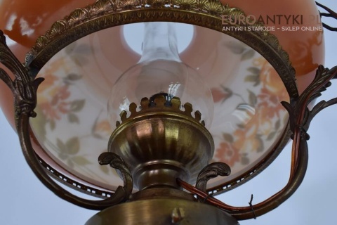 Kwiatowa szklana lampa sufitowa z Włoch. Antyki do domu.