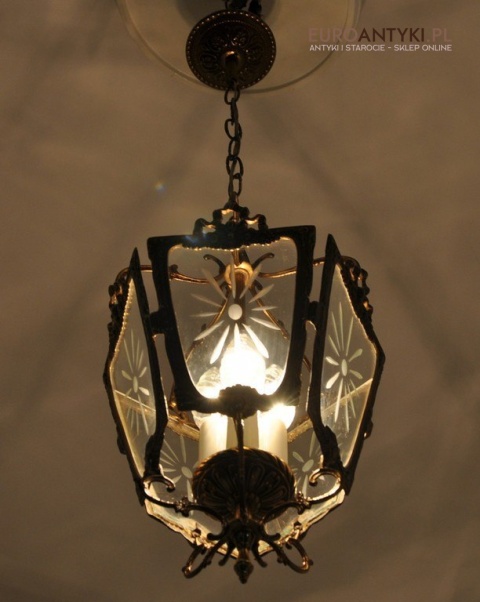 Antyczna lampa ekskluzywna do ganku holu wiatrołapu. Antyki pałacowe.