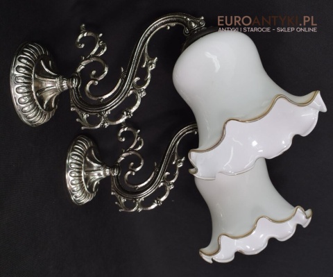 srebrne kinkiety z kloszami