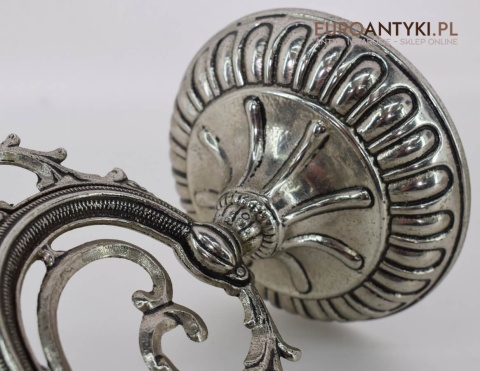 Antyki para srebrnych kinkietów do gabinetu. Srebrne lampy z kloszami. Stare srebro.