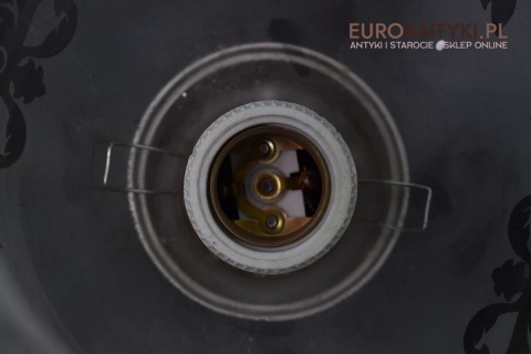 Secesyjny srebrny kinkiet na ścianę. Stara lampa ścienna z kloszem. Srebrne antyki.