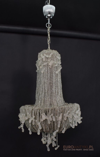 Żyrandol shabby chic glamour z koralików. Lampa sufitowa meduza. Oświetlenie vintage retro.