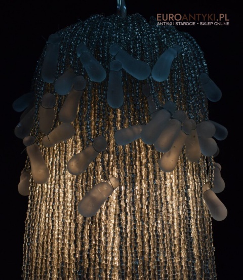 Żyrandol shabby chic glamour z koralików. Lampa sufitowa meduza. Oświetlenie vintage retro.