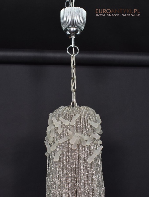 Żyrandol shabby chic glamour z koralików. Lampa sufitowa meduza. Oświetlenie vintage retro.