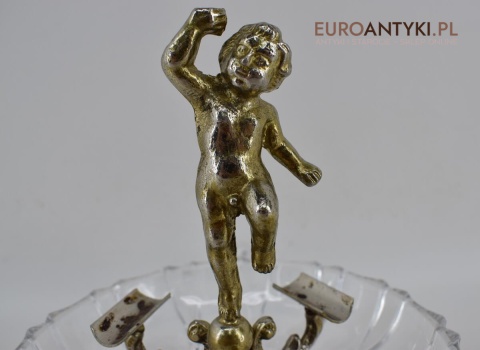 Antyki Art Deco popielniczka oryginalna muzealna. Popielnica z amorkiem.Prawdziwy antyk