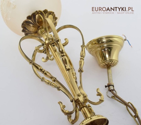 Lampa barokowa z kloszem zwis sufitowy do ganku holu wysokiego pokoju vintage retro