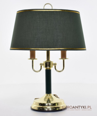 Lampka gabinetowa Empire. Cesarska lampa zielony abażur retro vintage oświetlenie.