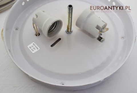 Srebry plafon rustykalny okrągła stara lampa sufitowa vintage retro (#73)