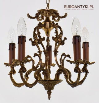 Rokokowy żyrandol antyczny oryginał rokoko do ganku holu mała lampa wisząca
