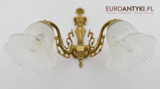 2 śliczne salonowe kinkiety z kloszami lampki retro vintage antyki do domu