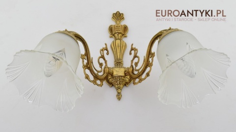 2 śliczne salonowe kinkiety z kloszami lampki retro vintage antyki do domu