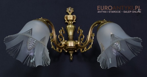 2 śliczne salonowe kinkiety z kloszami lampki retro vintage antyki do domu