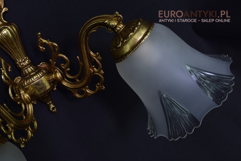 2 śliczne salonowe kinkiety z kloszami lampki retro vintage antyki do domu