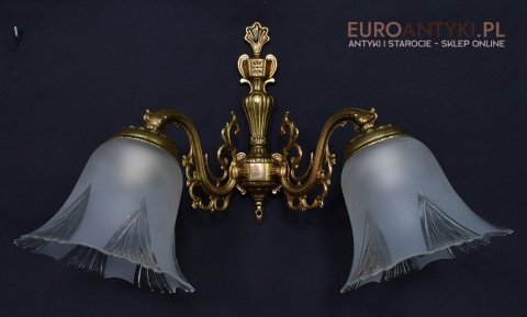 2 śliczne salonowe kinkiety z kloszami lampki retro vintage antyki do domu