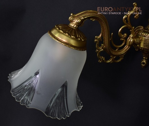 2 śliczne salonowe kinkiety z kloszami lampki retro vintage antyki do domu