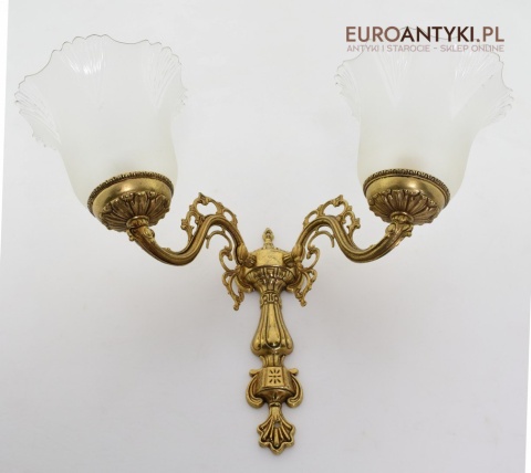 2 śliczne salonowe kinkiety z kloszami lampki retro vintage antyki do domu