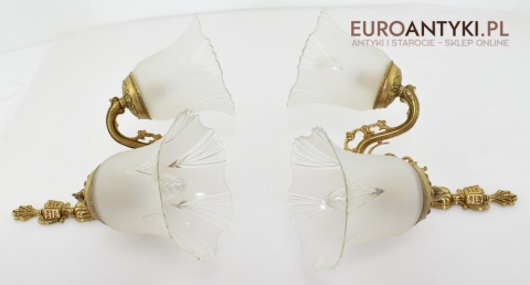 2 śliczne salonowe kinkiety z kloszami lampki retro vintage antyki do domu