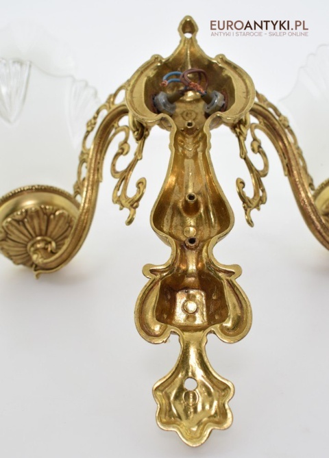 2 śliczne salonowe kinkiety z kloszami lampki retro vintage antyki do domu