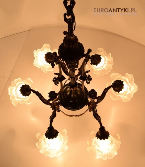 Oryginalny rasowy żyrandol Empire styl Cesarstwa francuskiego antyk salonowy
