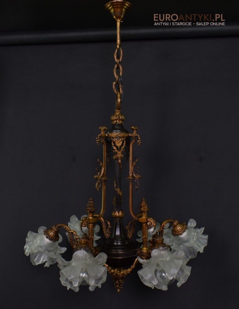 Oryginalny rasowy żyrandol Empire styl Cesarstwa francuskiego antyk salonowy
