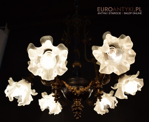 Oryginalny rasowy żyrandol Empire styl Cesarstwa francuskiego antyk salonowy