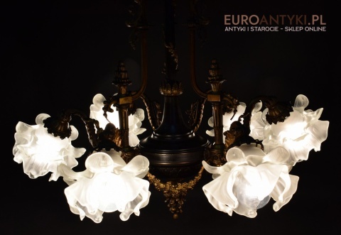 Oryginalny rasowy żyrandol Empire styl Cesarstwa francuskiego antyk salonowy