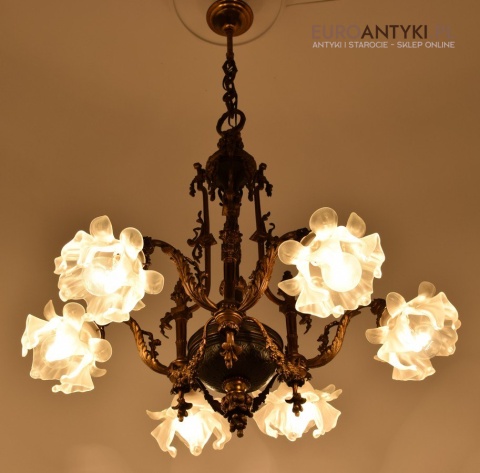 Oryginalny rasowy żyrandol Empire styl Cesarstwa francuskiego antyk salonowy