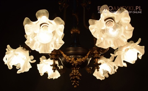 Oryginalny rasowy żyrandol Empire styl Cesarstwa francuskiego antyk salonowy