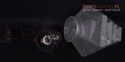 Rasowa lampa art deco lampka do ganku holu klosz art dekowski