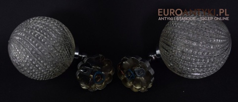 Srebrne kinkiety łazienkowe z kloszami retro vintage lampy ścienne art deco