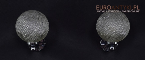 Srebrne kinkiety łazienkowe z kloszami retro vintage lampy ścienne art deco