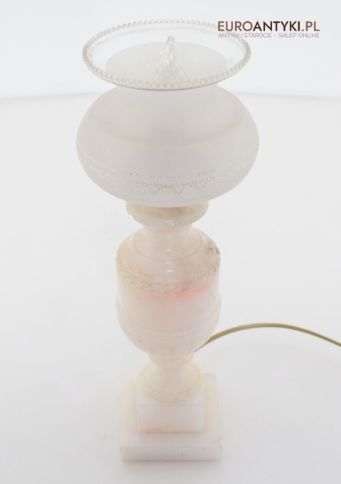 lampka stołowa marmurkowa z kloszem lampa babcina na stolik