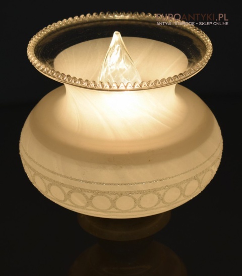 lampka stołowa marmurkowa z kloszem lampa babcina na stolik