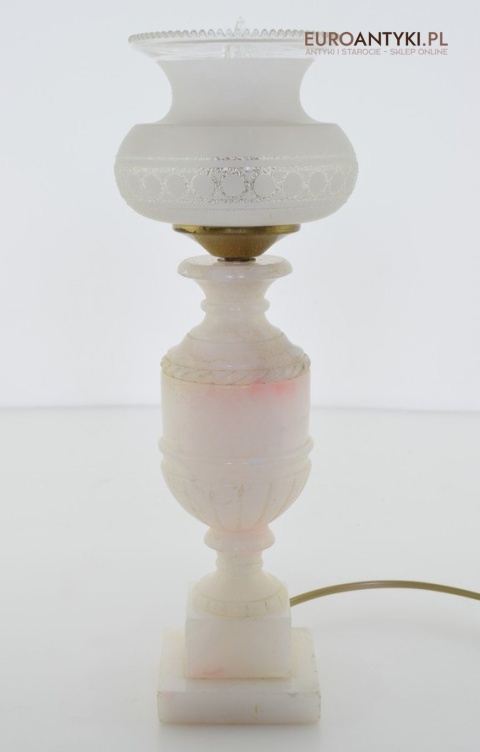 lampka stołowa marmurkowa z kloszem lampa babcina na stolik