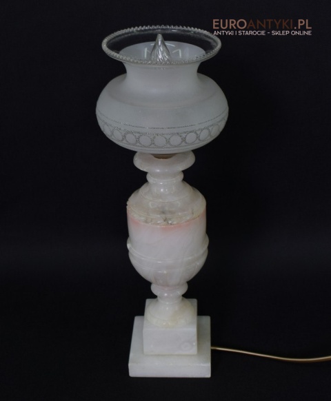 lampka stołowa marmurkowa z kloszem lampa babcina na stolik