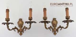 2 dworskie kinkiety mosiężne w stylu barokowym rokokowym lampki ścienne