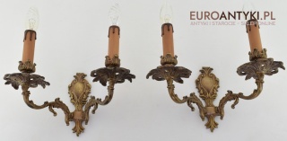 2 dworskie kinkiety mosiężne w stylu barokowym rokokowym lampki ścienne