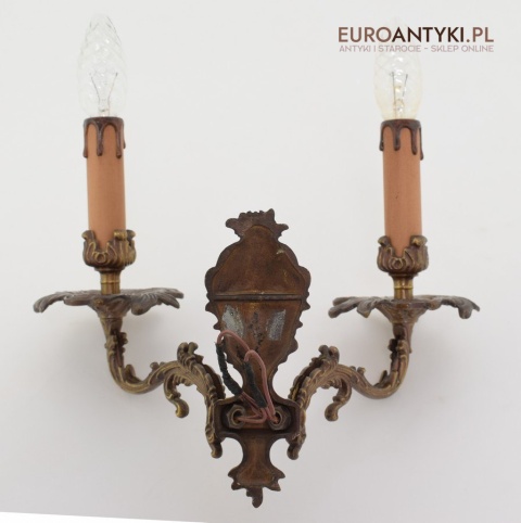 2 dworskie kinkiety mosiężne w stylu barokowym rokokowym lampki ścienne