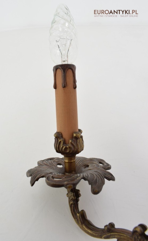 2 dworskie kinkiety mosiężne w stylu barokowym rokokowym lampki ścienne