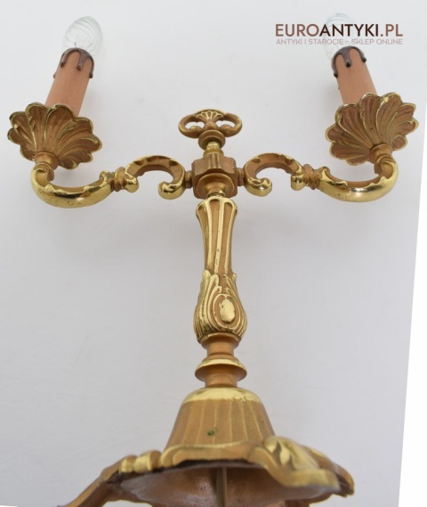 Babcina lampka na stolik lampa nocna barok rokoko z abażurkami antyki