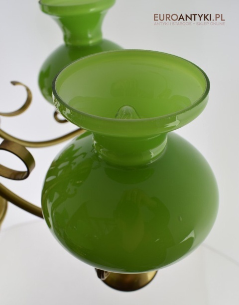 Empire żyrandol salonowy z zielonymi kloszami lampa Empir antyk