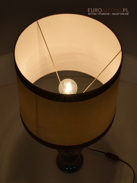 Srebrna lampa stołowa lampka muzealna z abażurem antyk do salonu